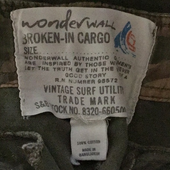 Army green broken in cargo shorts from Wonderwall - Picture 7 of 8